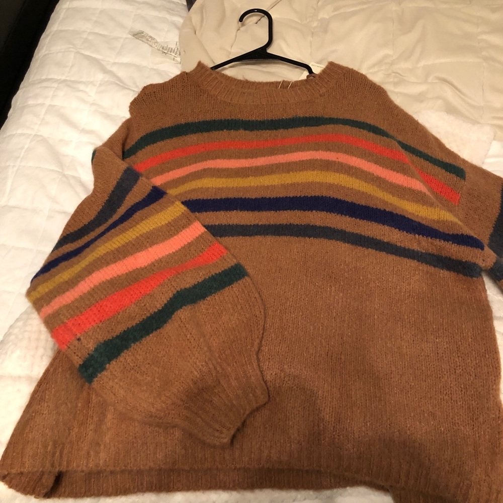 Cute tan striped sweater!! - Picture 2 of 3